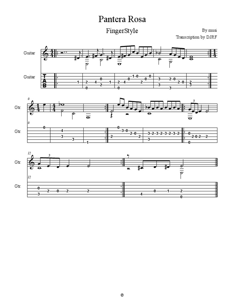 Pantera Rosa FingerStyle | PDF