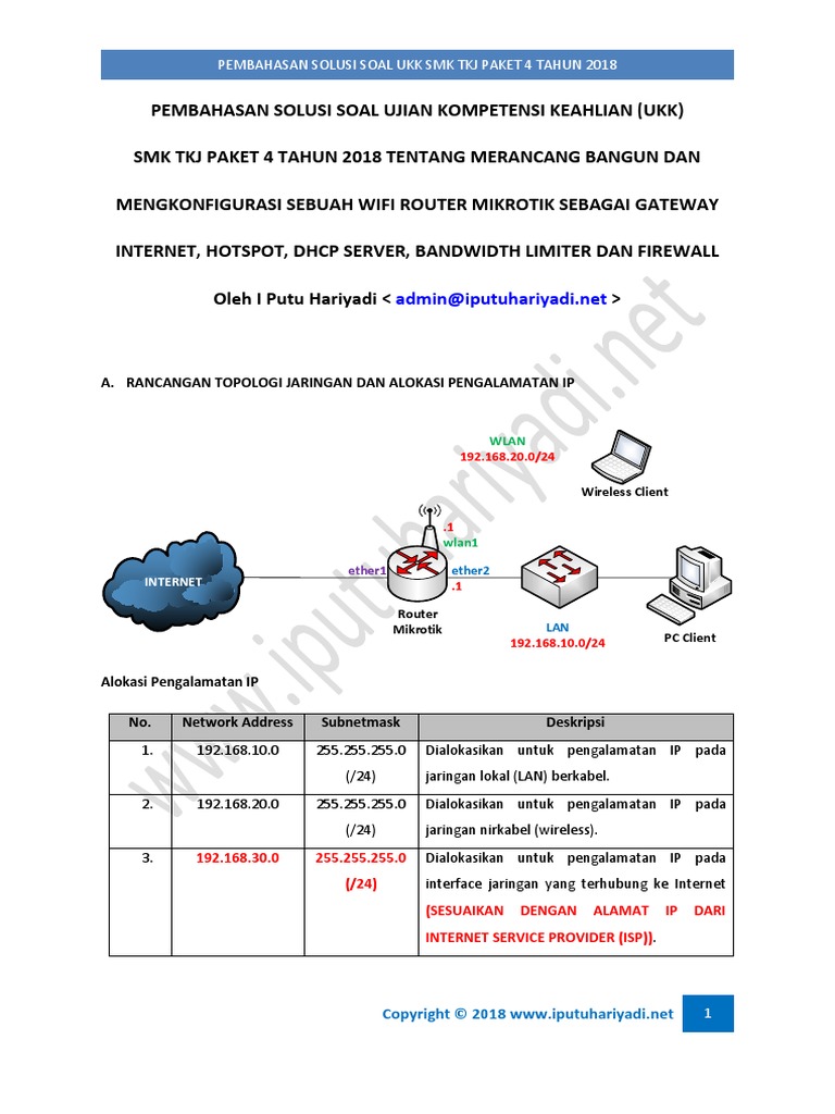 Pembahasan Soal UKK SMK TKJ Paket 4 Tahun 2018