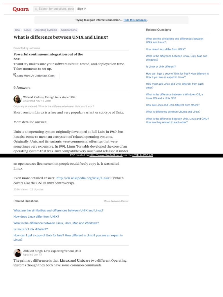 What Is Difference Between UNIX and Linux | PDF | Linux | Unix