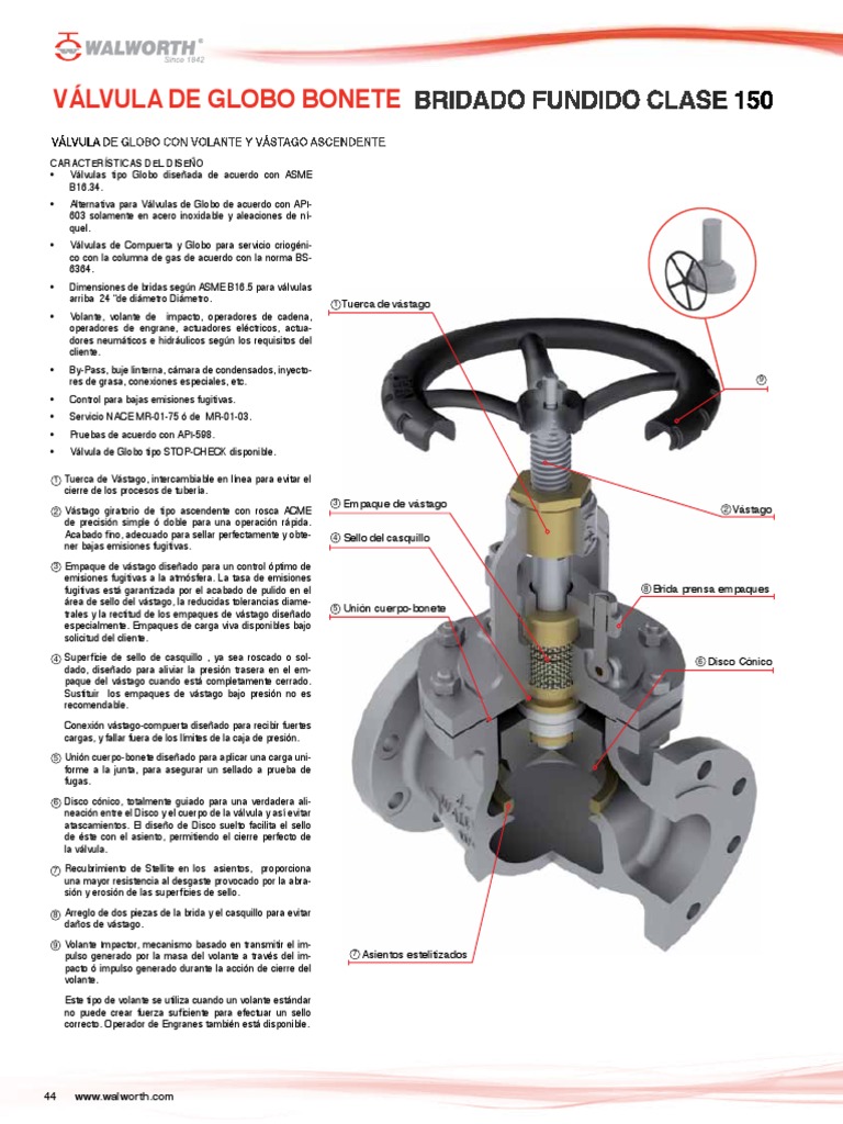 Válvula Globo Walworth: Diseño y Partes | PDF | Ingeniería mecánica ...