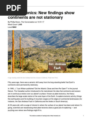Lib Convo Plate Tectonics Land Masses 37176 Article Quiz And