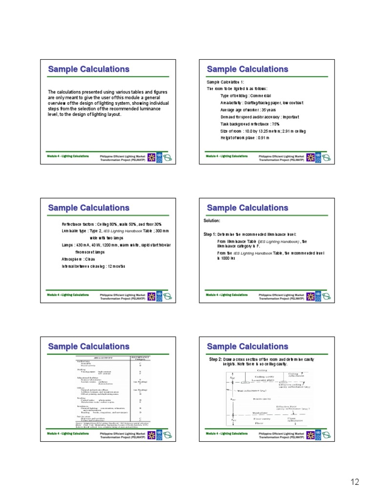 Sample Calculations Sample Calculations | Lighting | Interior Design