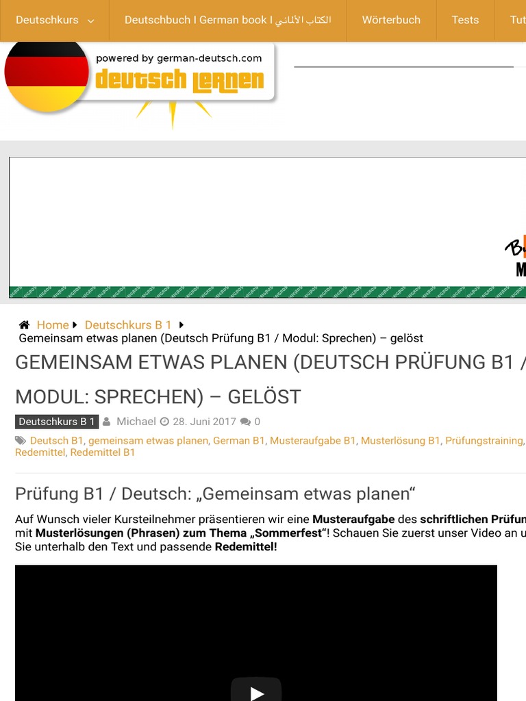 B1 Sprechen Gemeinsam Etwas Planen