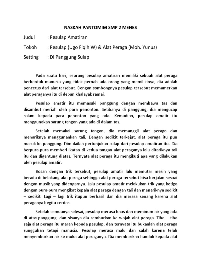 Naskah Pantomim Smp 2 Menes