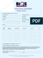 External Exam Application Form - (Birchfield Independent Girls) 2015