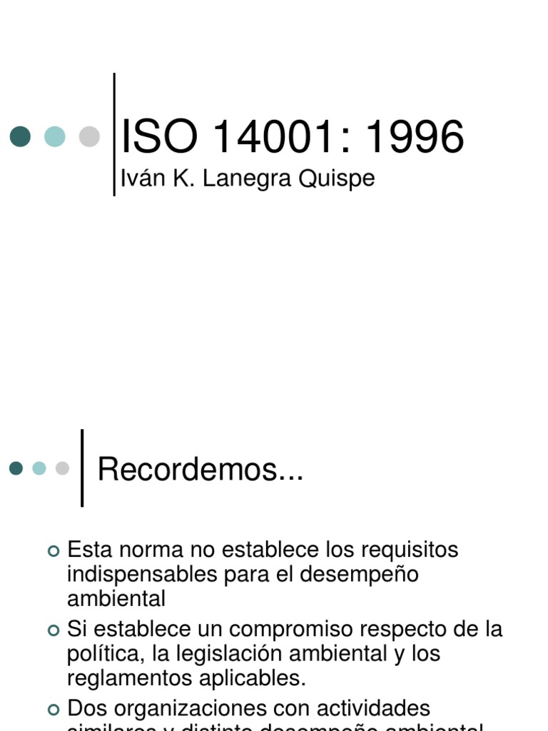 Requisitos de la norma ISO 14001:1996 | PDF | Planificación | Entorno ...