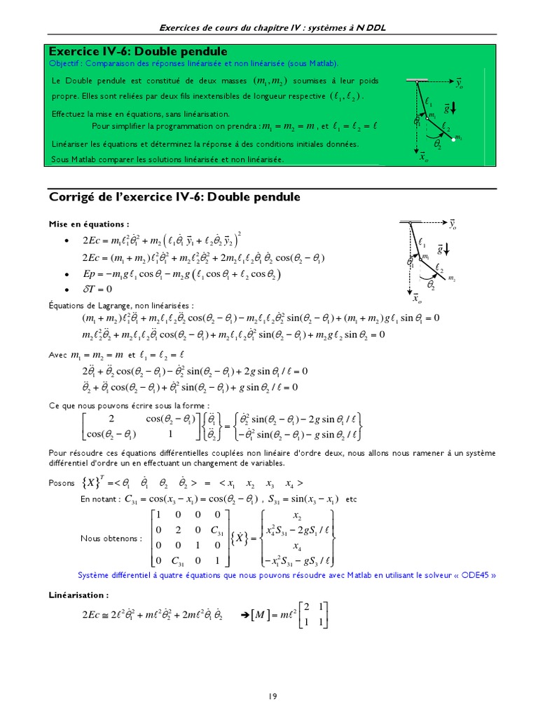 Pendule Double Lagrange Corrige, PDF