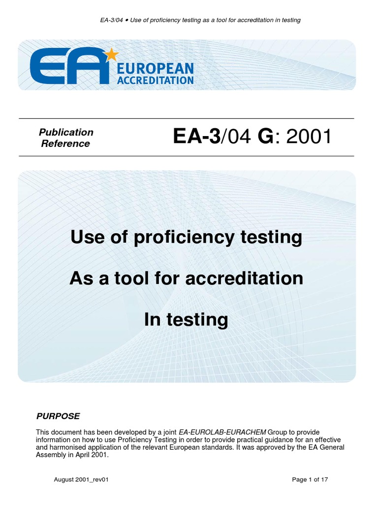 EA-3-04 Use of Profiency Testing As A Tool For Accreditation in Testing ...