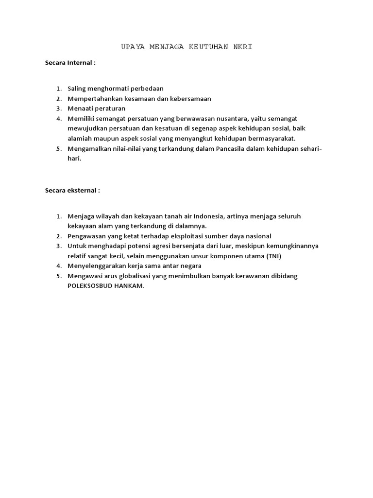 Upaya Menjaga Keutuhan Nkri Pdf