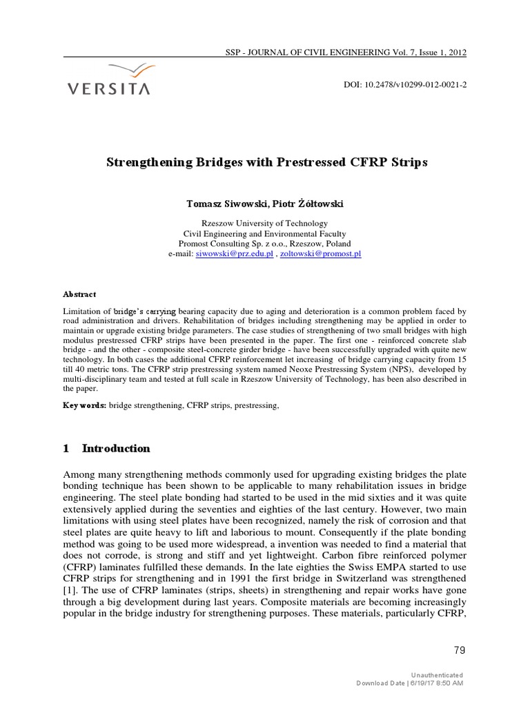 Strengthening Bridges with CFRP Strips | PDF | Prestressed Concrete ...