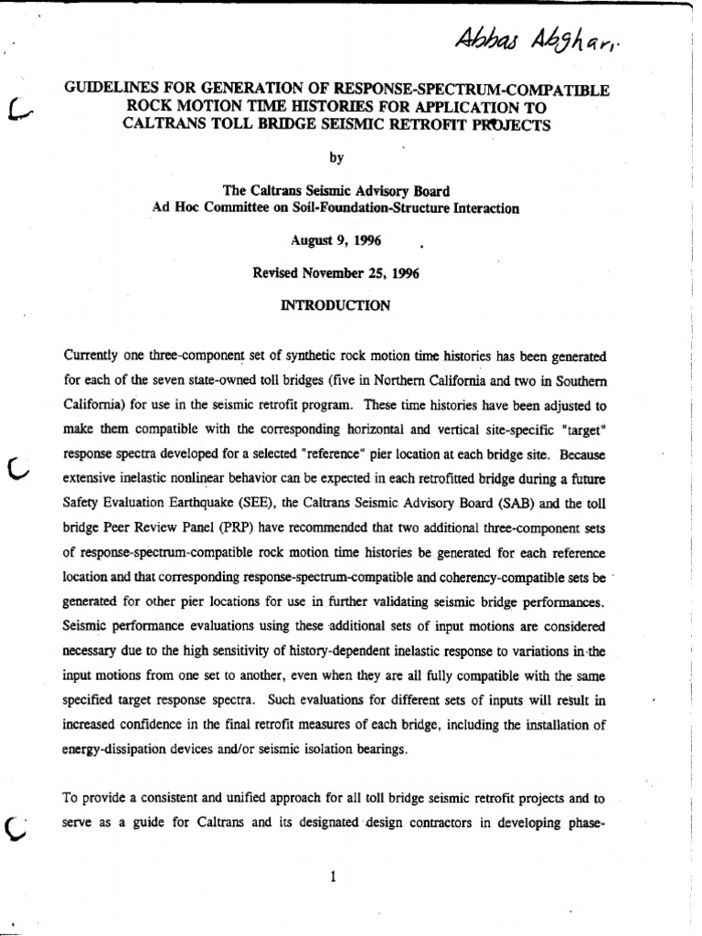 (CALTRANS) Guidelines For Generation of Response-Spectrum-Compatible ...
