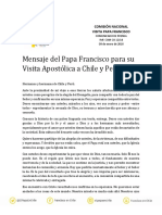 Mensaje Papa Francisco - Chile y Perú