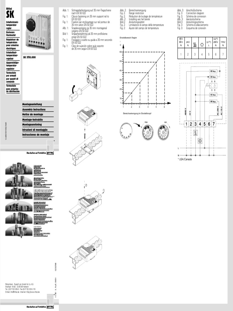 TERMOSTATO Rittal 3110000 Assembly & Operation