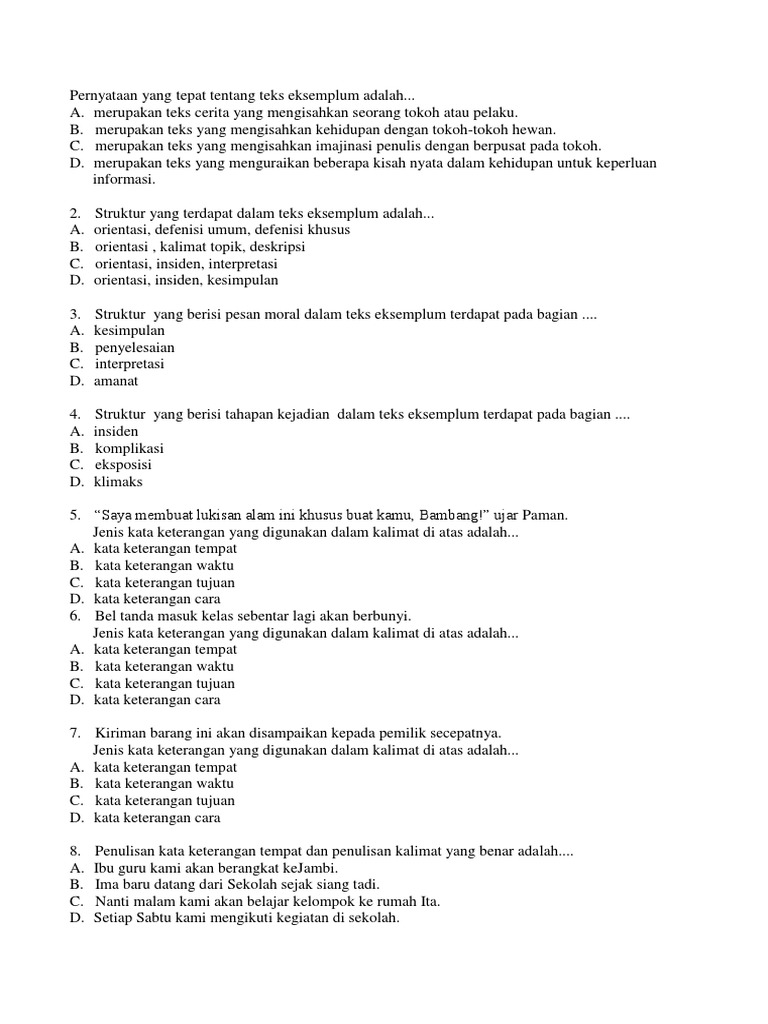 Soal Teks Eksemplum Pdf