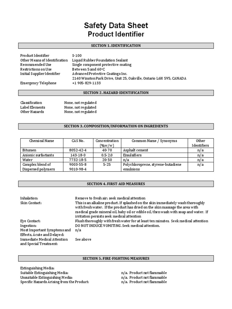 Liquid Rubber Foundation Sealant SDS PDF Toxicity Magnesium
