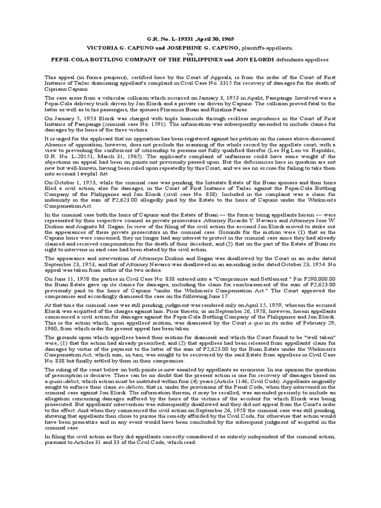 Cases Torts PDF Negligence Statute Of Limitations