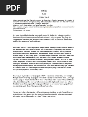 Ielts 11 Test 3 Writing Task 2 Pdf Foreign Language International English Language Testing System