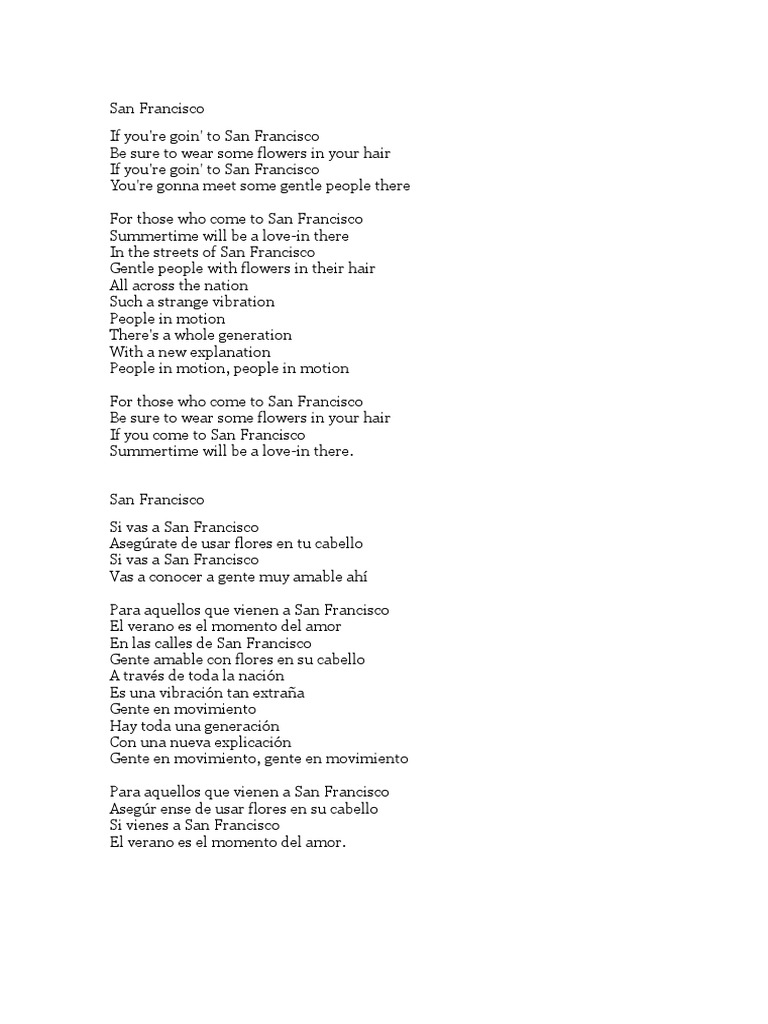 San Francisco (Be Sure To Wear Some Flowers in Your Hair) PDF