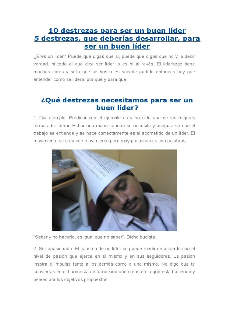 10 destrezas para ser un buen líder | PDF | Liderazgo
