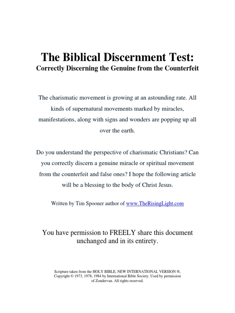 The Biblical Discernment Test:: Correctly Discerning The Genuine From ...