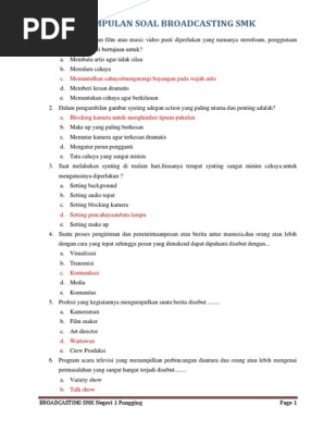 Contoh Soal Ujian Kejuruan Broadcasting Smk 2017 Kumpulan Kunci Jawaban Buku