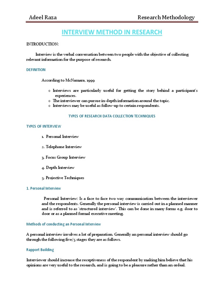 interview questions for research methodology