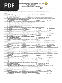 MAPEH 8 3rd Quarter Exam