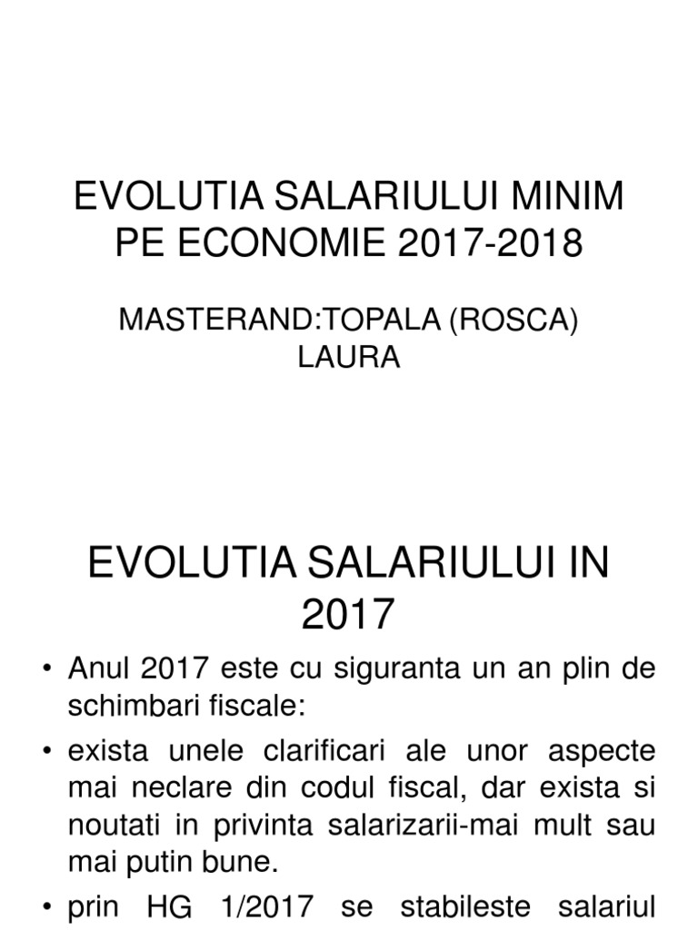 Evolutia Sariului Minim Pe Economie 2017 2018