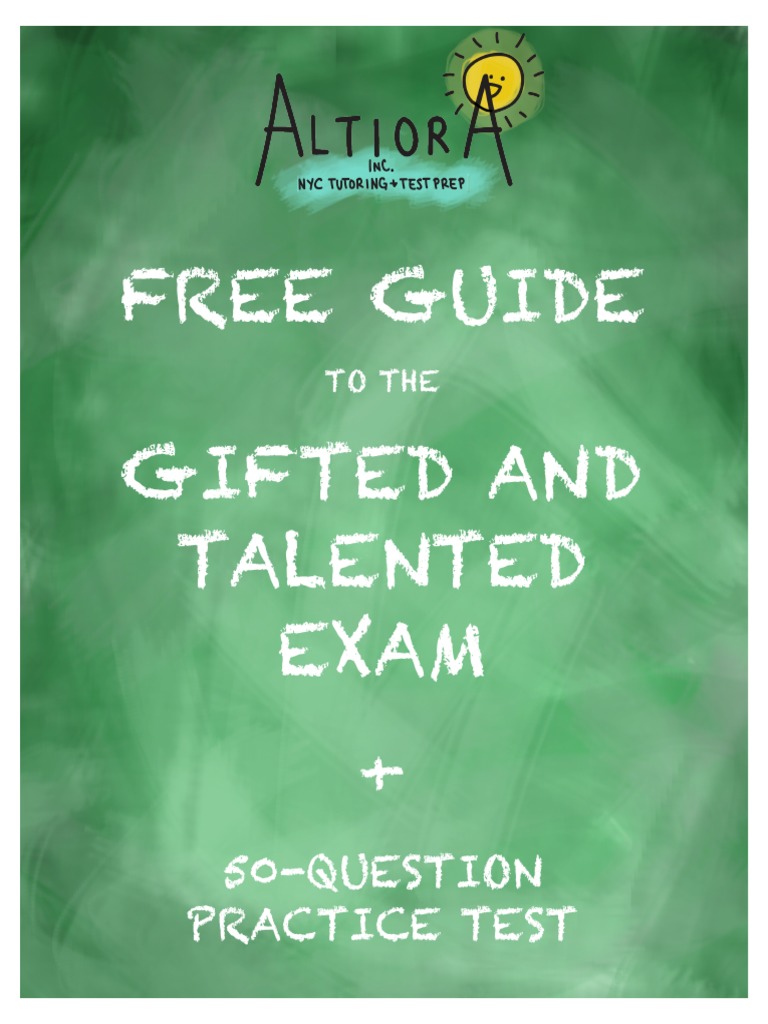 Altiora Free Guide To The Gifted and Talented ExamPractice TestScaled