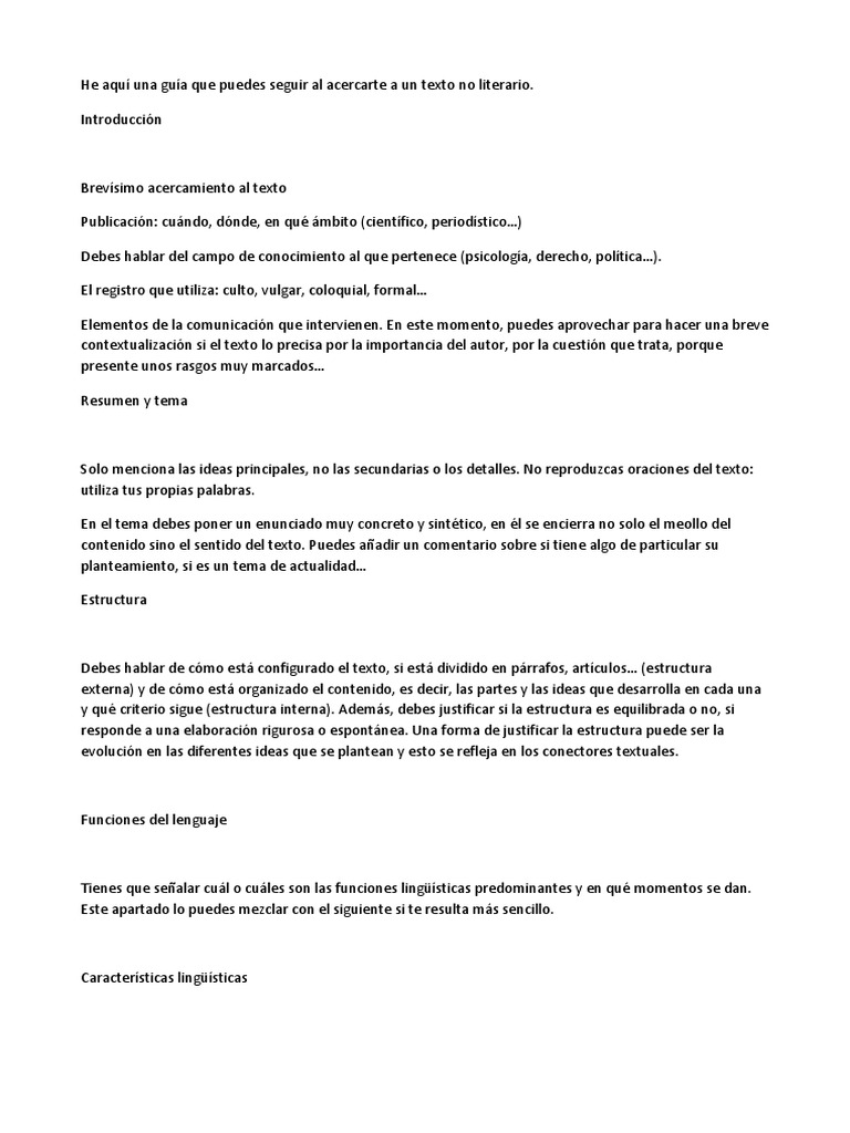 Modelo de Comentario de Texto No Literario | PDF | Palabra | Verbo