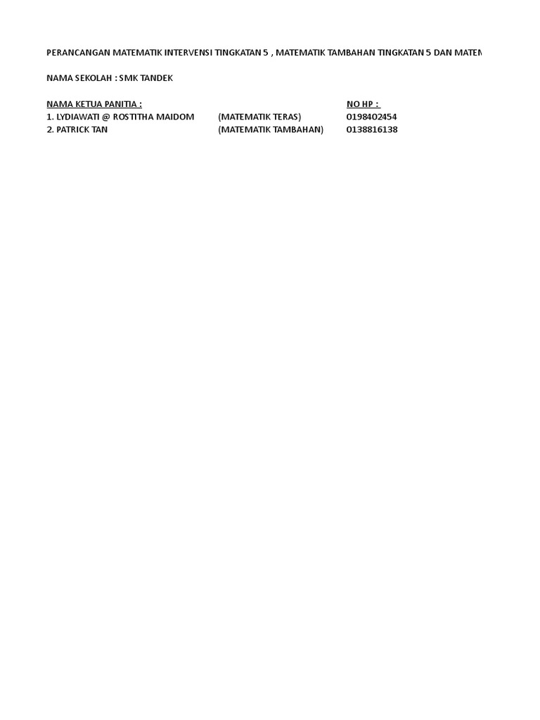 Intervensi Matematik 2018 Pdf