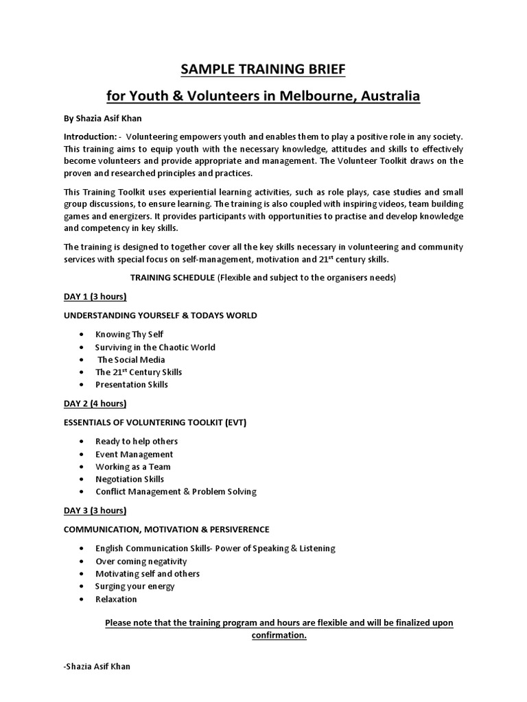 sample-training-brief