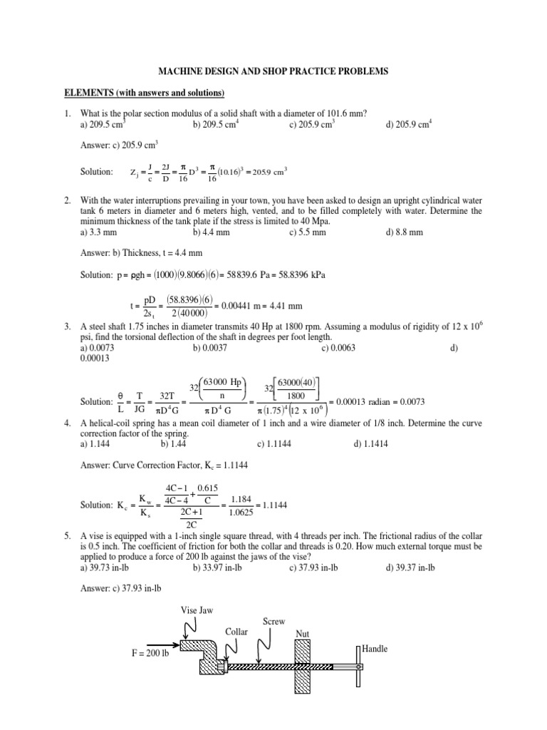 Machine Design and Shop Practice Problems | PDF | Gear | Belt (Mechanical)
