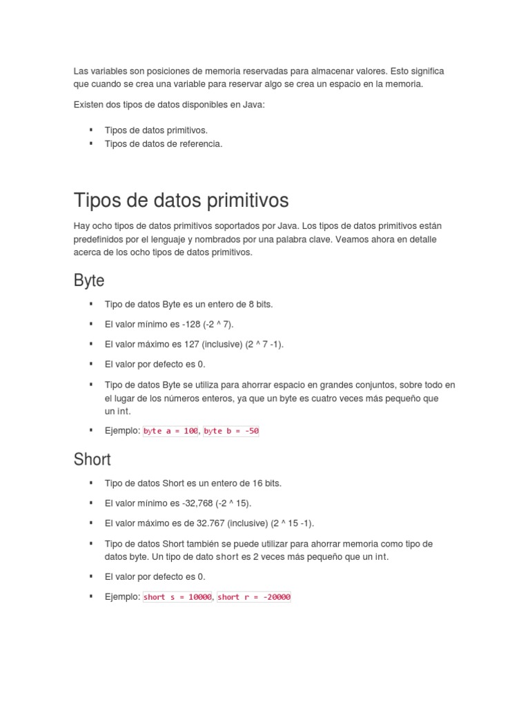 Tipos de Variables en SQL | PDF | Tipo de datos | Poco