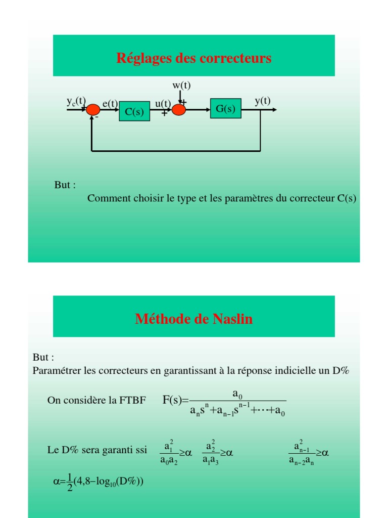 Réglage des correcteurs en régulation | PDF | Physique théorique | Physique