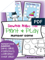 Snowman Makes Ten Math Center Game For Early Number