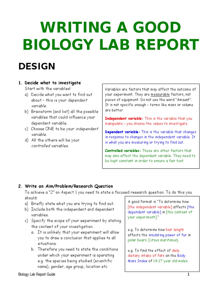 Biology Lab Report Writing Guide | PDF | Experiment | Standard Deviation
