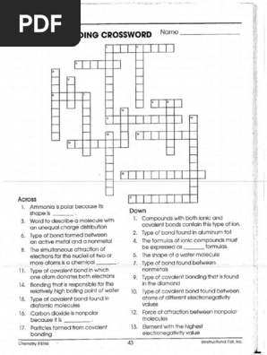 Chemical Bonding Crossword Puzzle Pdf