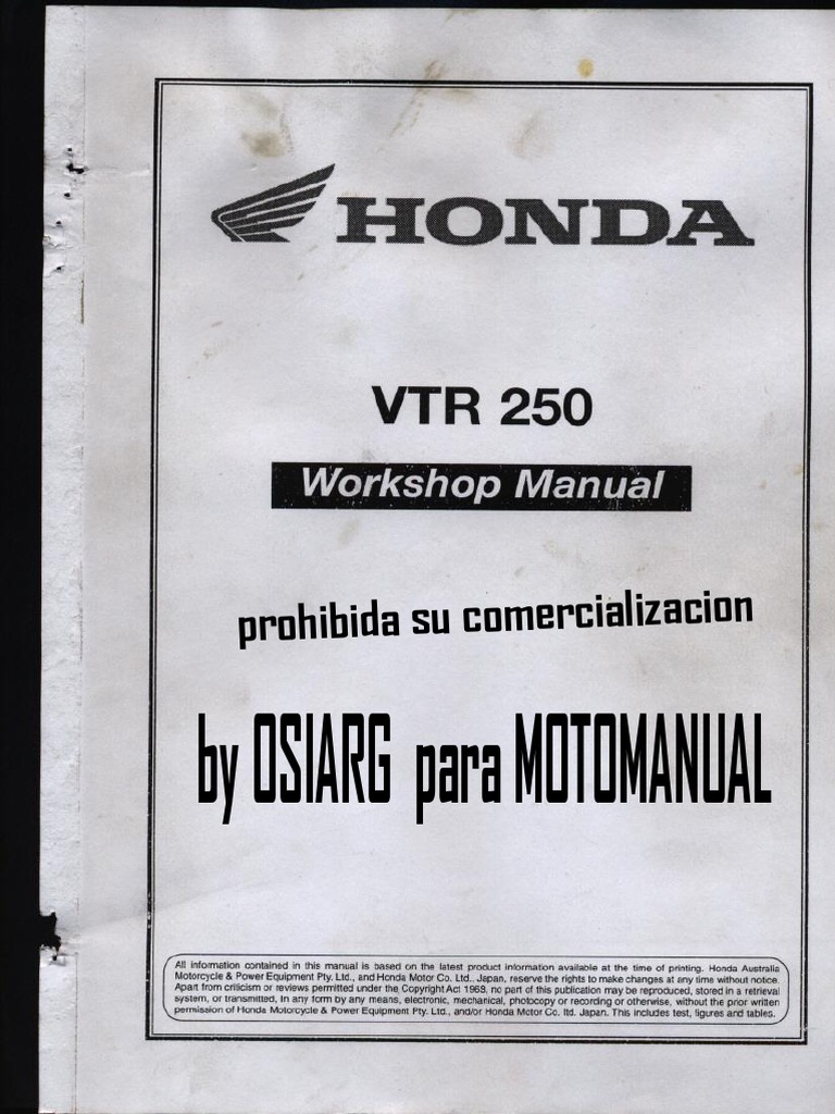 Honda VTR 250 Service Manual Guide | PDF