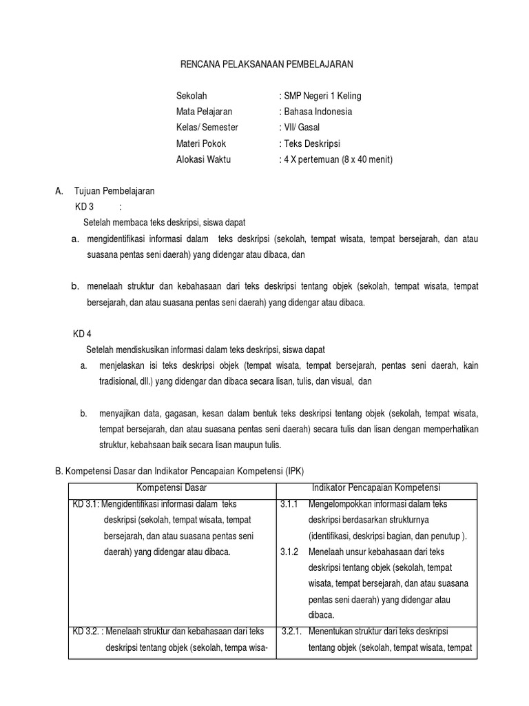 Daftarlah Penggunaan Kata Depan Pada Teks Deskripsi 1 Dan