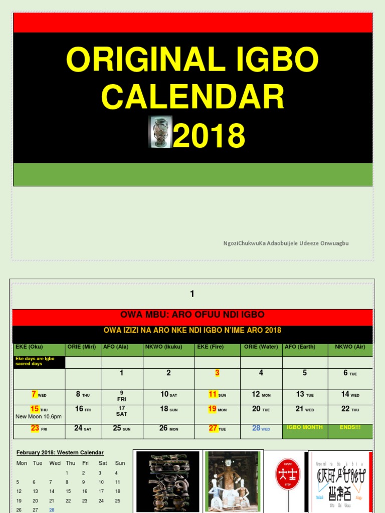 IGBO ORIGINAL CALENDER 2018