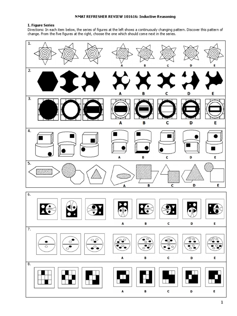 Inductive Reasoning Practice for NMAT | PDF | Inductive Reasoning ...