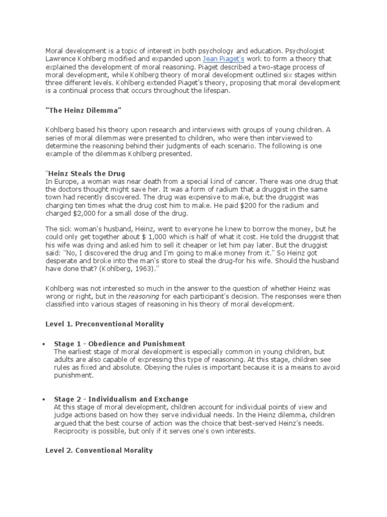 Kohlberg s Theory Of Moral Development PDF Morality Metaphysics 