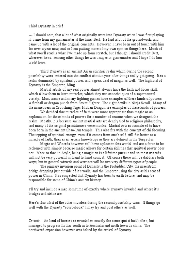 Dynasty Overview | PDF | Emperor | Magic (Paranormal)