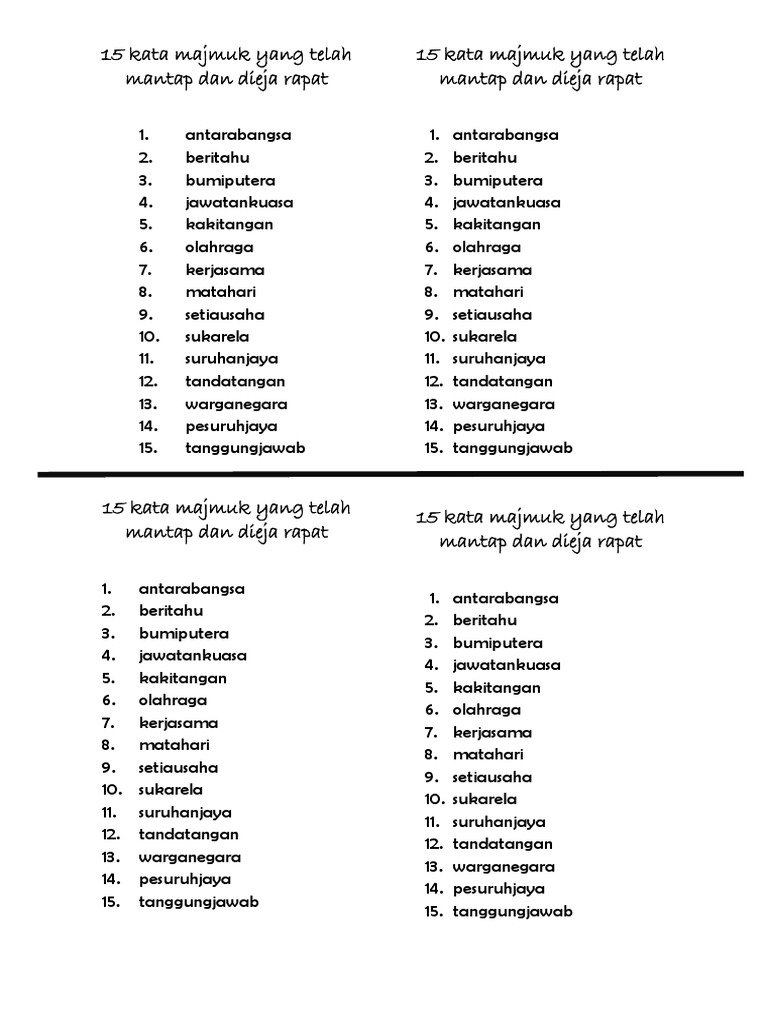 15 kata majmuk mantap