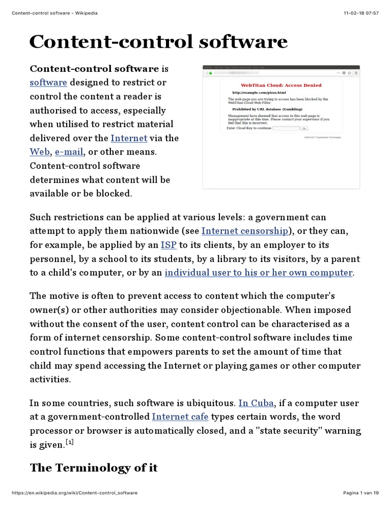 Content Control Software Cyberspace Computing