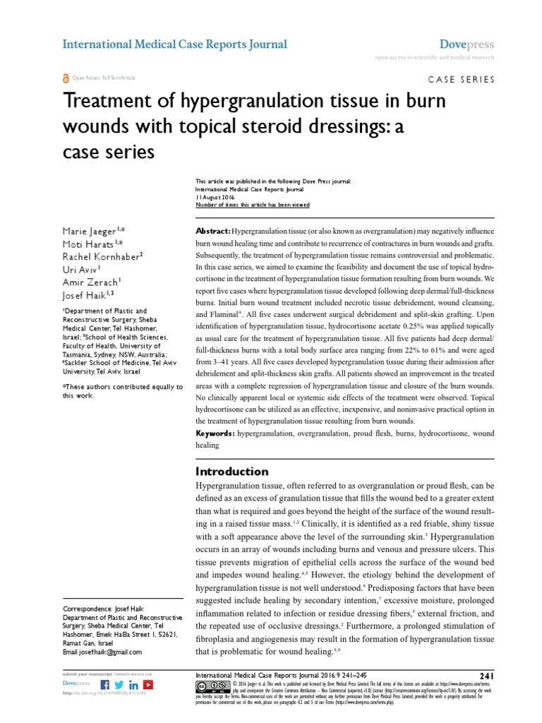 Treatment of hypergranulation tissue in burn wounds with topical
