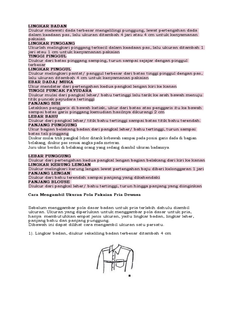 Cara Mengambil Ukuran Badan Pdf