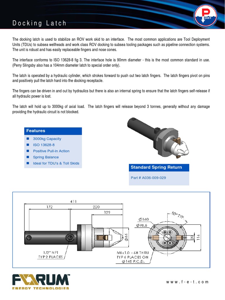 ROV Docking Latch: ISO 13628-8 Compliant | PDF | Mechanical Engineering ...