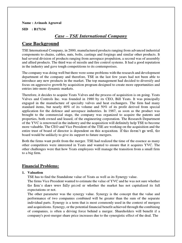 Case Background Case TSE International Company PDF Cost Of